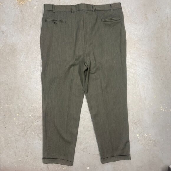 Alexandre of London Savile Row Dress Pants Wool Trousers Pleated Brown 40x31 - Picture 7 of 9